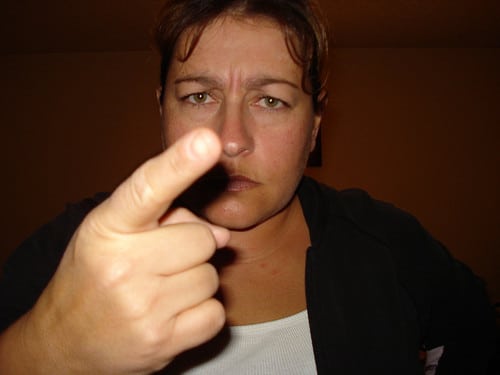 angrily pointing finger