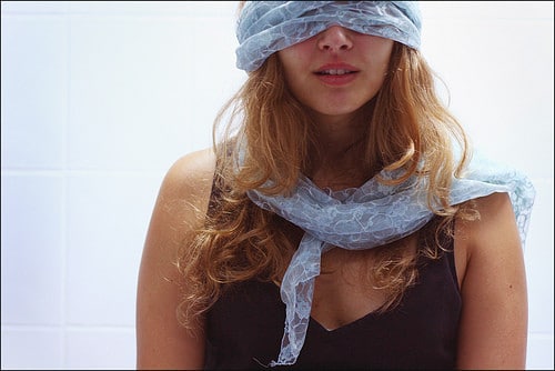 blindfolded woman