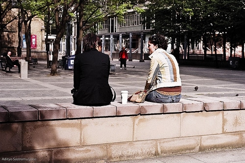 two people chatting